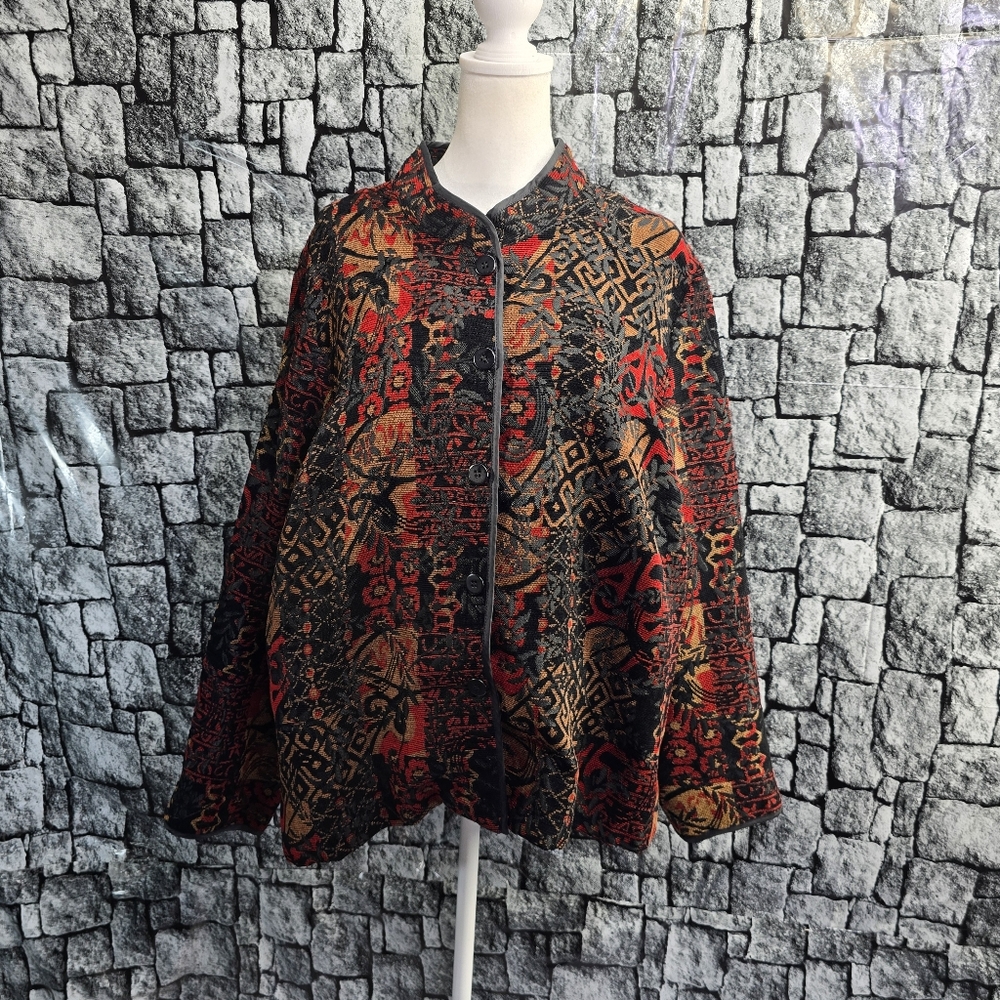Briggs New York Vintage Button Down Red Black Jacket Shirt Women’s Size 16W